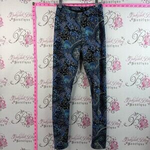 Just cozy fleece lined leggings Paisley Stretch Leggings Comfortable blue black